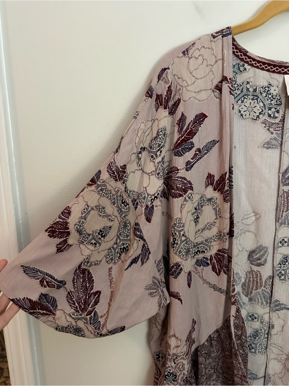 Knox Rose Kimono Cardigan Floral XS Dusty Rose EUC - Picture 4 of 11